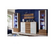 Ensemble meuble salon. Commode + 2 vitrines GALINO D design, coloris prunier et blanc.