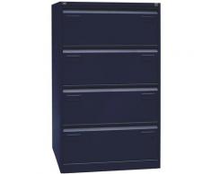 Certeo - Bisley Classeur pour dossiers suspendus LIGHT, à 2 rangées, 4 tiroirs, format A4, bleu