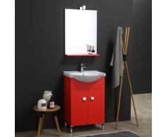 MEUBLE LAVABO 56 CM ROUGE IMPÉRIAL AU SOL AVEC MIROIR FACILE À POSER