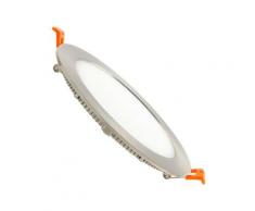Spot Encastrable Dalle LED Ronde Extra-Plate 12W Cadre Argentée Downlight Panel Blanc Chaud 2800K