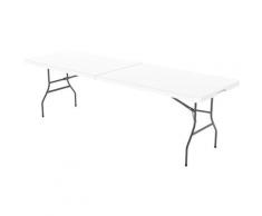 Todeco - Table Pliante Transportable, Table en Plastique Robuste, 240 x 75.5 cm, Blanc, Pliable en