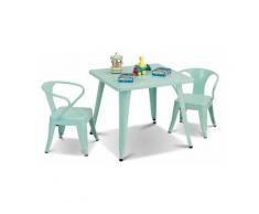 Table Carrée avecChaise pour Enfant en Aicer avec Coins Arrondis et Surface Lisse pour Travailler,