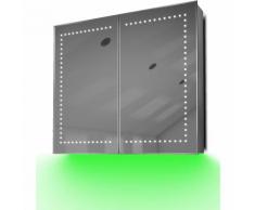 Armoire De Toilette Anti-Buée Avec Capteur Et Prise Rasoir Intérieure K365G - Couleur LED : Vert