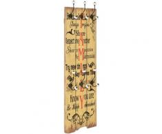 Porte-manteau Mural avec 6 Crochets 120x40 cm FAMILY