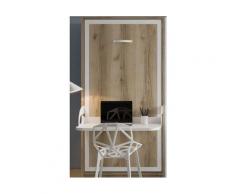 Lit escamotable 140x190 cm avec bureau synchronisé Studante - Façade Chêne 3D