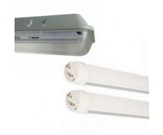 Kit de Réglette LED étanche Double pour Tubes T8 120cm IP65 (2 Tubes Néon lumineuse LED 120cm T8