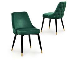 Lot de 2 chaises capitonnées en velours vert DORINA