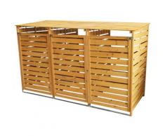 Monstershop Triple en bois Poubelle à Roulettes Store extérieur Jardin verrouillable Poubelle Abri