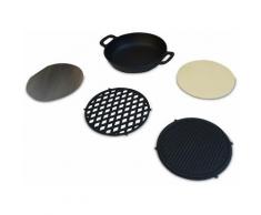 Ensemble de cuisson pour barbecue au charbon – Wok. gril. plaque réversible. pierre. pour grille