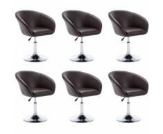 Chaise pivotante 6 pcs Similicuir 67,5x58,5x87cm Marron