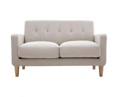 Canapé design scandinave tissu 2 places LUNA - Beige naturel