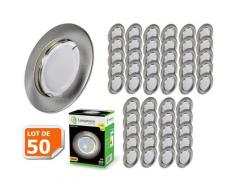 Lot de 50 Spot Led Encastrable Complete Alu Brossé Lumière Blanc Chaud 5W eq.50W ref.763