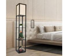 Lampadaire en bois Design Lampe sur Pied avec 3 Niveaux Etag?res und E27 Base 1.6M Lampadaire