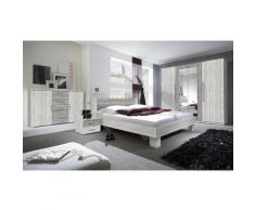 Chambre VERA 160x200 cm , blanc et gris cérusé - ARMOIRE: sans armoire - Blanc