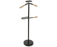Cham Valet de Nuit Multifonctionnel Valet de Chambre, 108x44x25cm - Noir et bois - Versa