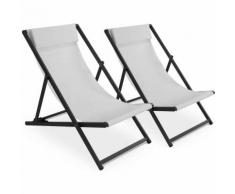 Chilienne pliante avec repose tête lot de 2, Palavas - Blanc