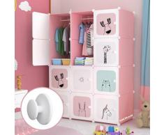 Xichao - Armoire Meuble de Rangement 12 Cubes Pour Enfants - Rose