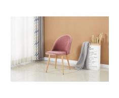 LUCIA - Chaise en Velours Rose - Inspiration Scandinave - Salle à Manger, Cuisine, Coiffeuse ou