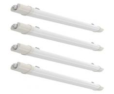 Etc-shop - Ensemble de 4 tubes à LED lampe lumière du jour sous-sol salle humide humide plafonnier