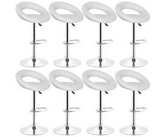 Lot de 8 Tabouret de Bar en Simili-cuir Hauteur Réglable 85-105cm pour Bar Comptoir ou Cuisine