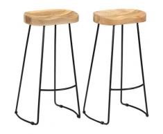 Tabourets de bar Gavin 2 pcs Bois de manguier massif
