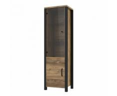 Vitrine haute design, 2 portes collection DARWIN. Couleur épicéa et noir. - Marron