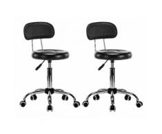 Vidaxl Tabouret De Salon Spa Pivotant 2 Pcs Simili-Cuir Noir