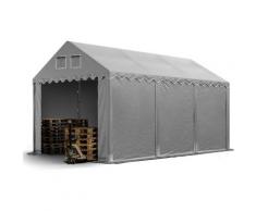 Intent24.fr - Hangar / Tente de stockage PROFESSIONAL 4 x 6 m gris env. 550g/m² PVC hauteur 2,60 m