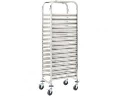 True Deal - Chariot de cuisine pour 16 plateaux 65,5x48,5x165 cm Inox