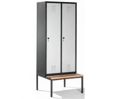 Certeo - CP Vestiaire avec banc - largeur compartiments 400 mm, h x l x p 2090 x 800 x 815 mm