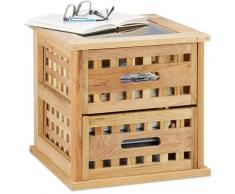Table basse carrée table de chevet en bois noyer table de nuit console avec 2 tiroirs HxlxP: 34 x