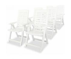 Zqyrlar - Chaises inclinables de jardin 6 pcs Plastique Blanc