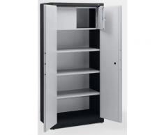 CP Armoire de sécurité - 3 tablettes réglables, 1 casier verrouillable - gris noir / gris clair