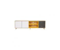 Buffet Meuble de télévision de style scandinave blanc et gris - Bois Multicolore