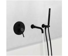 Kroos ® - Robinet mitigeur bain-douche mural 3 trous Noir - Corbeau