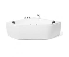 Baignoire angle balnéo 140 cm en acrylique blanc avec LED MEVES
