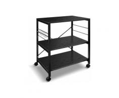 Étagère de Cuisine métallique Desserte 60x40x74.5 cm, Chariot de Cuisine, 5 Crochets offerts - noir
