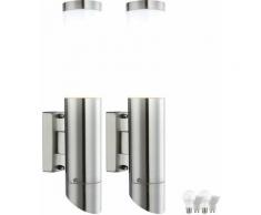 Lot de 2 appliques murales jardin en inox s'allume spots Up Down dans un set comprenant des