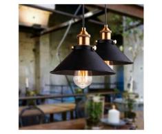 Lot de 2 Retro Lustre Suspension Industrielle E27 26cm Lampe Abat-jour Metal Luminaire Restaurant