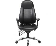 Chaise d'atelier pivotante Beta - habillage cuir, noir