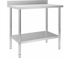 Vidaxl - Table de travail de cuisine avec dosseret 100x60x93 cm Inox