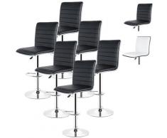 Tabouret de bar lot de 6 en simili cuir PU rotative à 360° - Noir