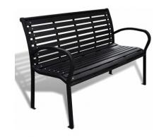 Banc de jardin 125 cm Acier et WPC Noir