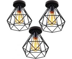 Stoex - 3pcs Rétro Plafonnier Industrielle Cage Design forme Diamant 20cm, Vintage Lampe de Plafond