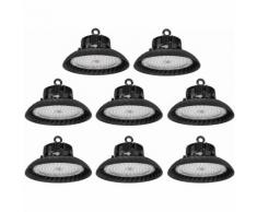 8×Anten 200W UFO Projecteur LED Dimmable Projecteur LED Industriel Suspension IP65 Phare de Travail