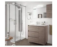 Meuble de salle de bain sur le sol 85 cm Chêne eternity avec lavabo en porcelaine | Avec miroir et