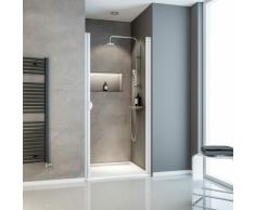 Porte de douche pivotante, 90 x 180 cm, verre transparent 5 mm Sunny, profilé blanc - Schulte