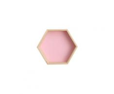 Étagère murale en bois massif présentoir étagère hexagonale en nid d'abeille (grande, rose)