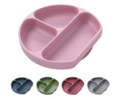 Assiettes à Compartiments Bébé Enfant Vaisselle avec Ventouse en Silicone Adhère Table Chaise Haute