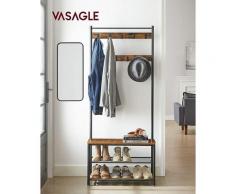 VASAGLE PorteManteau au Style Vintage Vestiaire avec Banc à Chaussures Meuble de Rangement avec